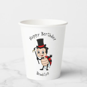 Vasos De Papel Mariquita linda con sombrero de copa y corbata car