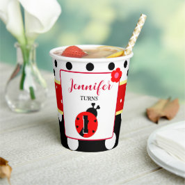 Vasos De Papel Mariquita Roja y Negra Adorable