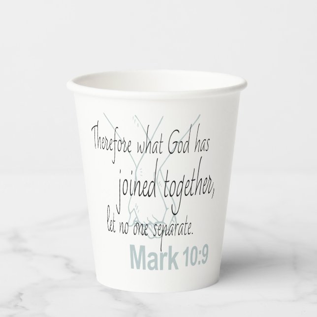 Vasos De Papel Mark 10:9 Biblia matrimonial Verse (Anverso)