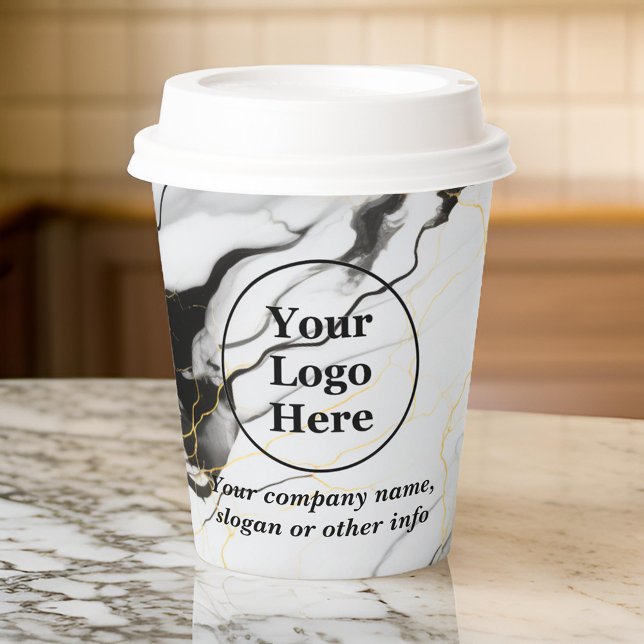 Vasos De Papel Mármol blanco y negro (Subido por el creador)