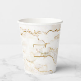 Vasos De Papel Mármol con efecto dorado y nombre personalizado