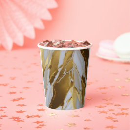 Vasos De Papel Mármol Dorado 3