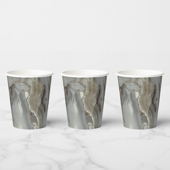 Vasos De Papel Mármol gris con vena de oro (Multi)