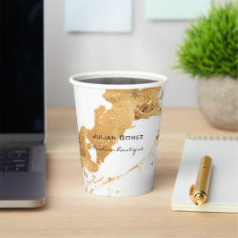 Vasos De Papel Mármol marrón dorado blanco