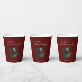 Vasos De Papel Maroon Graduation Customizable Photo and Text