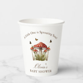 Vasos De Papel Maroon Mushroom Butterfly Theme Baby Shower
