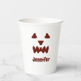 Vasos De Papel Marrón Halloween cara temible otoño añadir nombre