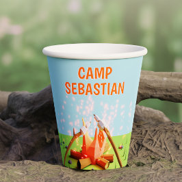 Vasos De Papel Marshmallow Campfire Aventura al aire libre Cumple
