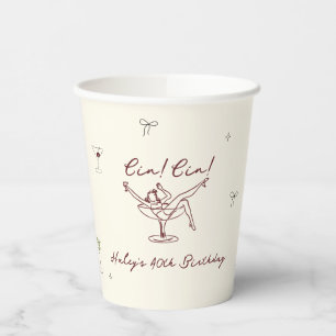Vasos De Papel Marti Quirky Marrón Dibujado a Mano Cin Cin