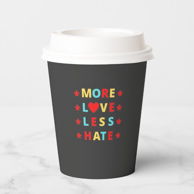 Vasos De Papel Más amor menos odio gracioso (Reverso )