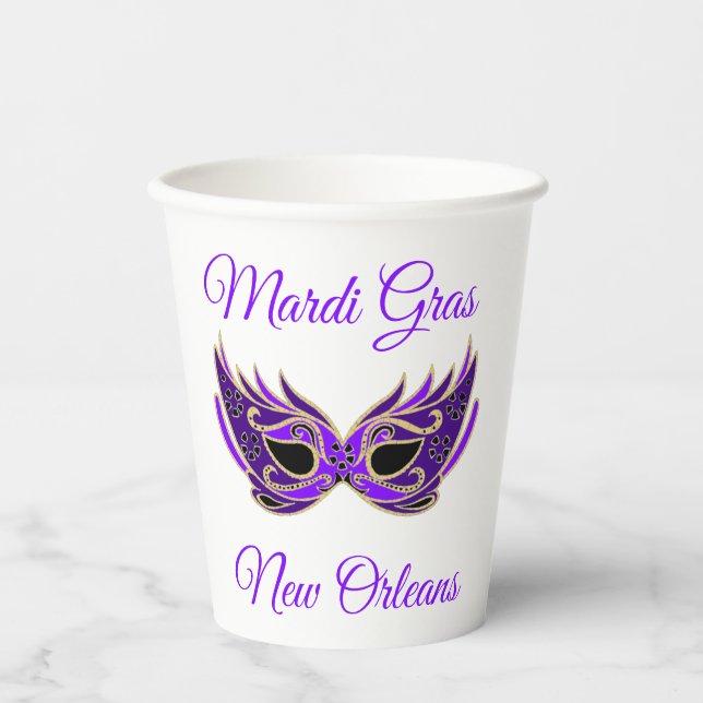 Vasos De Papel Máscara de Mardi Gras Nueva Orleans (Anverso)