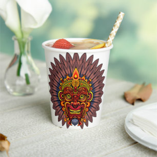 Vasos De Papel Máscara ritual del rey guerrero tribal