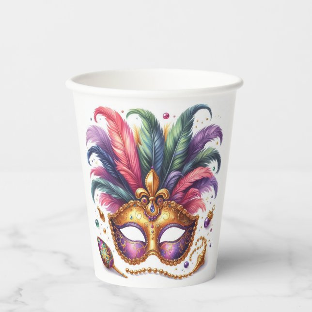 Vasos De Papel Mascarada de Mardi Gras (Anverso)