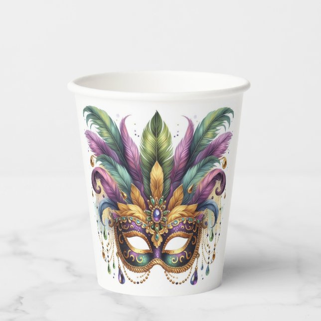 Vasos De Papel Mascarada de Mardi Gras (Anverso)