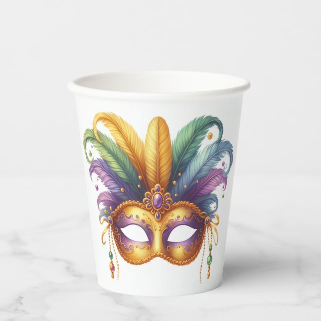 Vasos De Papel Mascarada de Mardi Gras (Anverso)