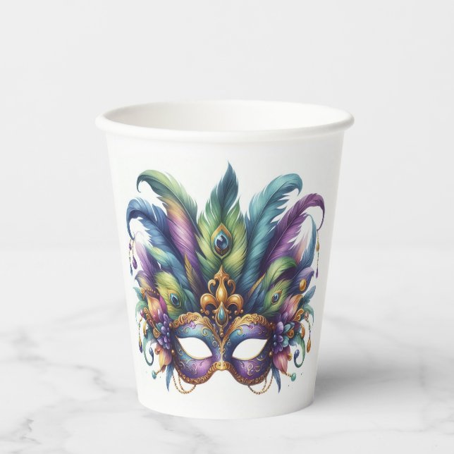 Vasos De Papel Mascarada de Mardi Gras (Anverso)