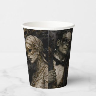 Vasos De Papel Mascarada de Monstruo Gótico de Halloween
