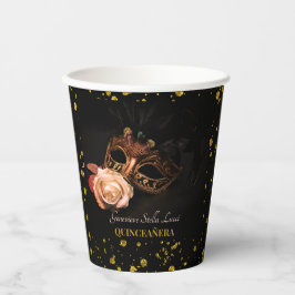 Vasos De Papel Mascarada elegante y rosa blanco