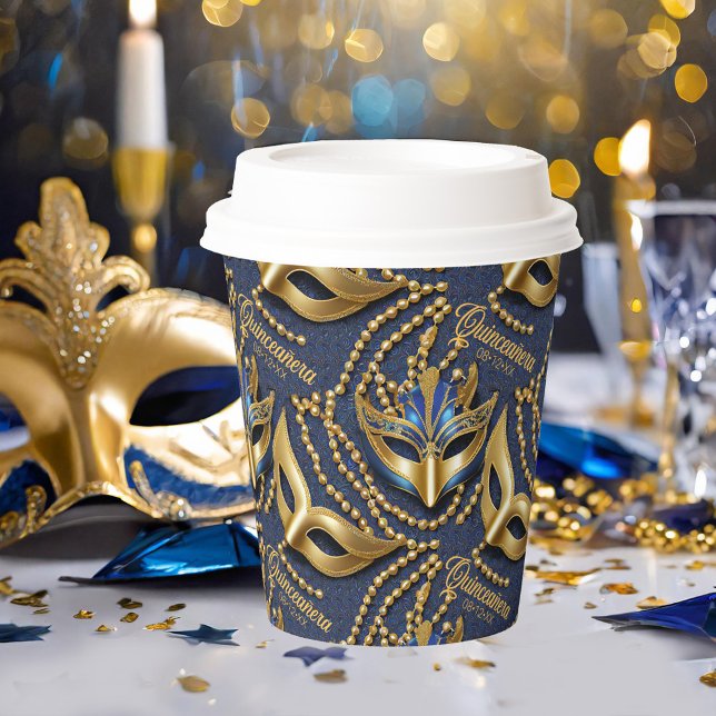 Vasos De Papel Mascarada Quinceanera Beads Máscaras Blue ID1031 (Subido por el creador)