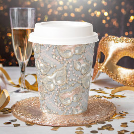 Vasos De Papel Mascarada Quinceanera Máscaras de abalorios Rosa d