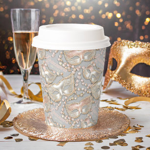 Vasos De Papel Mascarada Quinceanera Máscaras de abalorios Rosa d