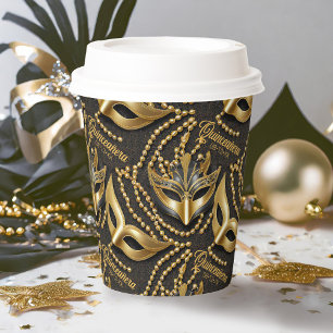 Vasos De Papel Mascaradas de perlas Quinceanera Máscaras negras I