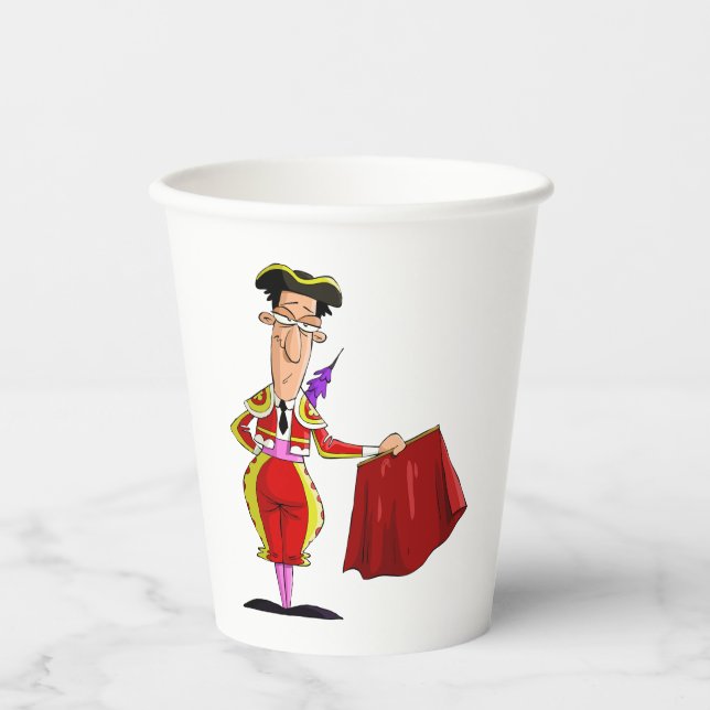 Vasos De Papel Matador with Red Cape Spanish Bullfighter (Anverso)