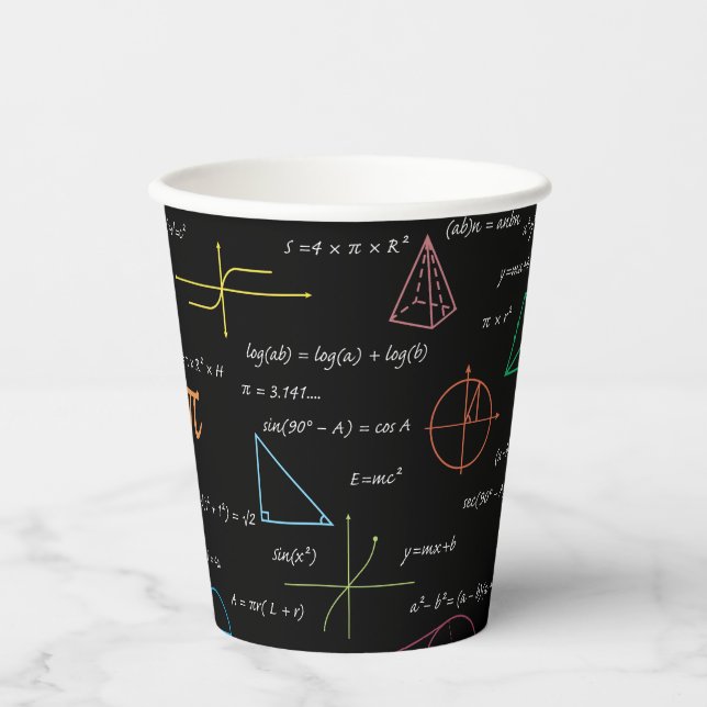 Vasos De Papel Matemáticas coloridas Ecuaciones Math Formulas (Anverso)