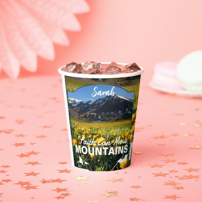 Vasos De Papel Mateo 17:20 Fe puede mover Personalizado de las mo (in situ)