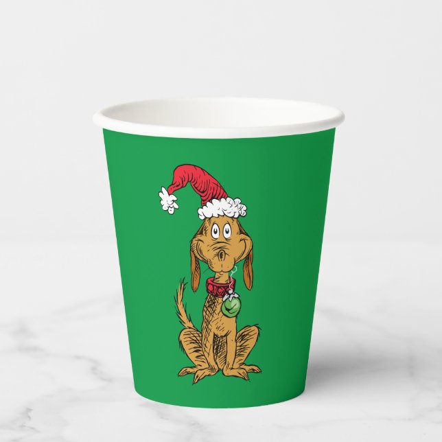 Vasos De Papel Max el perro con sombrero de Santa (Anverso)
