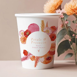 Vasos De Papel MAX Flores Brillantes y Bridal Shower de Prosecco
