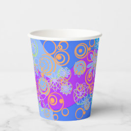Vasos De Papel Mazipoodles Burbujas florales Naranja azul múltipl