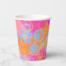Vasos De Papel Mazipoodles Burbujas florales Naranja multicolor A