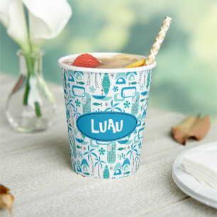 Vasos De Papel MCM Hawaiian Village – Blue