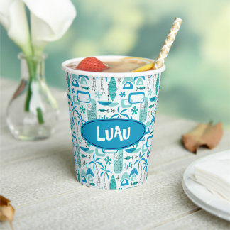Vasos De Papel MCM Hawaiian Village – Blue