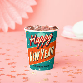 Vasos De Papel MCM Retro Feliz Año Nuevo