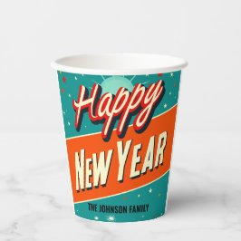 Vasos De Papel MCM Retro Feliz Año Nuevo