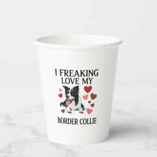 Vasos De Papel Me Encanta el Perro Border Collie Corazones_1