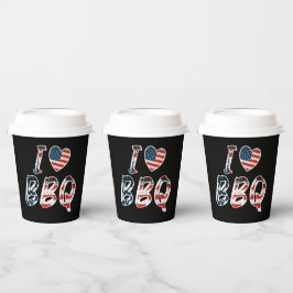 Vasos De Papel Me encanta la barbacoa, patriota estadounidense