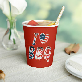 Vasos De Papel Me encanta la barbacoa, patriota estadounidense
