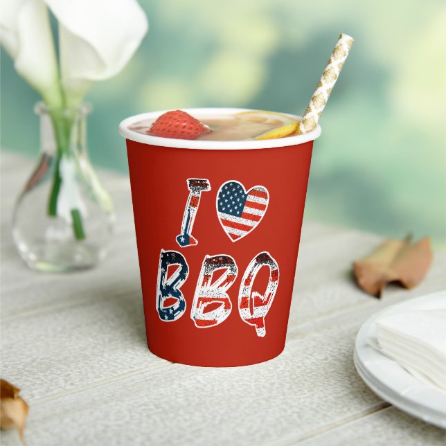 Vasos De Papel Me encanta la barbacoa, patriota estadounidense (in situ)