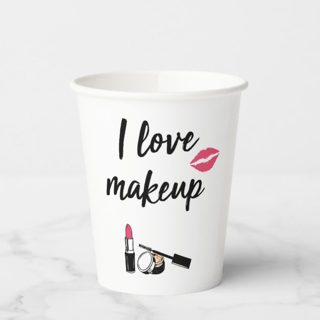 Vasos De Papel Me encanta la maquillaje (Izquierda)