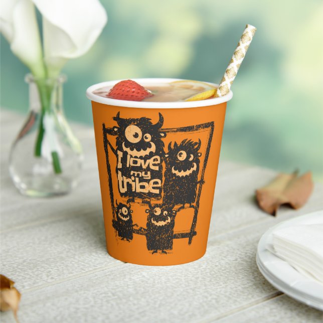 Vasos De Papel Me encanta mi tribu Funny Monster Family Halloween (in situ)