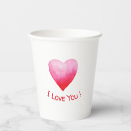 Vasos De Papel Me Encanta Tu Corazón Rojo Cups De Papel De San Va
