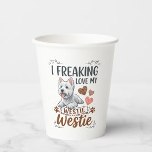 Vasos De Papel Me encantan los corazones y patas de perro Westie_