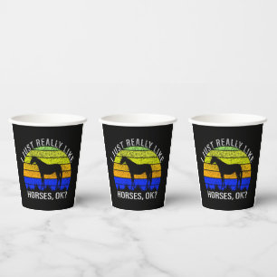 Vasos De Papel Me gustan mucho los caballos con el atardecer azul