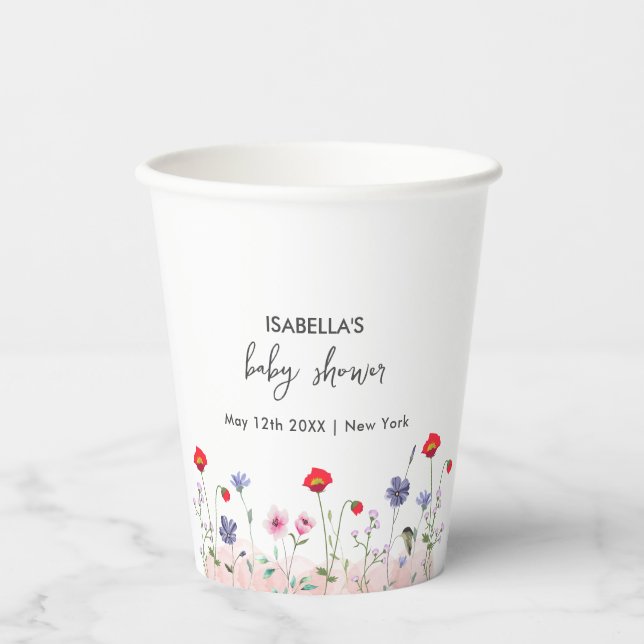 Vasos De Papel Meadow Summer Wildflower Baby Shower (Anverso)