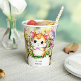 Vasos De Papel Meadow Whimsical Hamster Birday