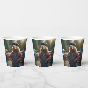 Vasos De Papel "Mecánica de Capibara: Grasa, engranajes y buenos