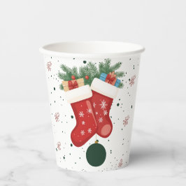Vasos De Papel Medias y regalos de Navidad Diseño festivo